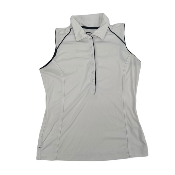 Slazenger White Black Piping Sleeveless Collared Golf Shirt Size S Women's - Picture 1 of 5